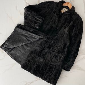 『極美品 最高級』 FENDI フェンディ ブラックミンク セミロング コート 本毛皮 MINK リアルファー アウター シェアード レディース XL相当