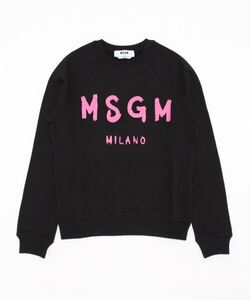 「MSGM」 スウェットカットソー L ブラック×ピンク レディース