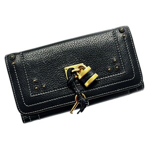 ☆☆ Chloe クロエ 2つ折り長財布 08H8EP041 ブラック レディース ゴールド金具 レザー カデナ＆キー有 やや傷や汚れあり