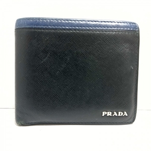 プラダ PRADA 2つ折り財布/ミニ/コンパクト - レザー 黒 財布