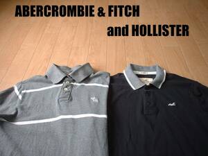 即戦力2着セット高級Abercrombie & Fitch and HOLLISTERワンポイント刺繍ポロシャツM正規アバクロンビー&フィッチグレーボーダーホリスター