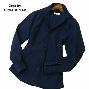 23AW★ Zero by TORNADOMART トルネードマート 通年 3Dリップル 長袖 ハイテンション シャツ Sz.M　メンズ ネイビー　A4T05175_5#C