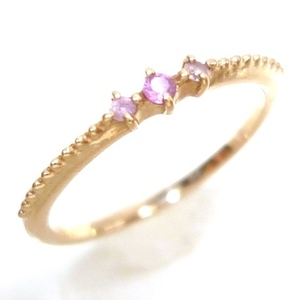 【K10】 エテ ete ピンクストーン付 ピンキーリング 1号 ピンクゴールド PG 10金 指輪 Pink gold ring【ネコポスOK】◇J