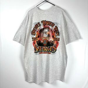 USA古着 スタージス Tシャツ イーグル ファイヤー 白杢 ホワイト 2XL