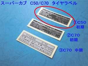 ◆厳密再現 スーパーカブ C50/C70 タイヤラベル① ☆2/ フォントもゼロから再現/チェーンカバー/バッテリーカバー/行灯/カモメ