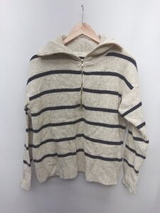 ◇ B MING by BEAMS ビーミング ハーフジップ 長袖 ニット セーター ライトベージュ系 ネイビー レディース P