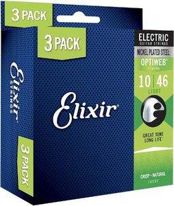 【数量限定３セット特別プロモーションパック】 Elixir エリクサー エレキギター弦 16552 (19052) OPTIWEB Light 10-46 国内正規品