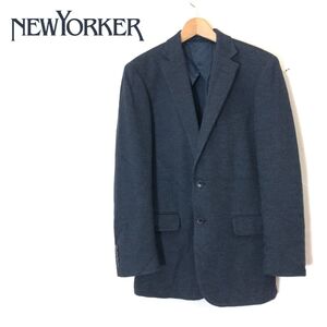 1K2448-F◆ newyorker ニューヨーカー テーラードジャケット シングル 背抜き ◆ sizeL ウール コットン ネイビー 古着 メンズ 通年