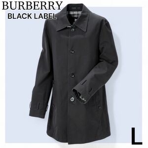 BURBERRYブラックレーベル　トレンチコート　ロングコート　ノバチェック　ステンカラーコート　黒　L