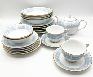 1円スタート！【 Noritake / ノリタケ 】美品！★ レースウッドゴールド ★ 皿 カップ ポット 大皿 小皿 ソーサー ★ 大量 まとめ セット