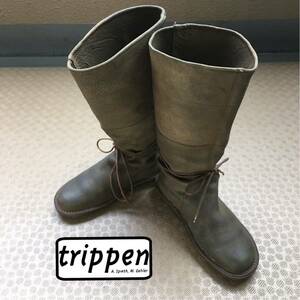 ★【 trippen 】★ レディース レザー レース巻きつけブーツ★サイズ 24程度