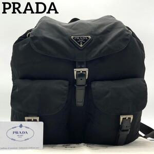 【極美品】プラダ PRADA テスート ナイロン リュック バックパック 三角ロゴ 白タグ ブラック 黒色 メンズ レディース ユニセックス