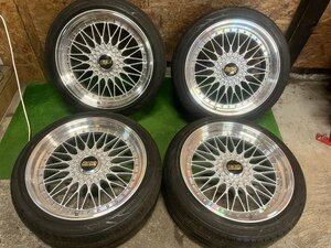 美品 希少 深リム BBS スーパーRS RS560 20インチ 9.5J +40 245/40R20 BRIDGESTONE REGNO バリ山 夏タイヤ タイヤホイール 4本セット H