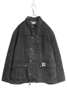 90s USA製 カーハート ダック マウンテン コート メンズ L / 古着 CARHARTT カバーオール ジャケット ブランケット ライナー付き ブラック