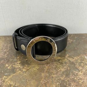 BVLGARI 105/42 CIRCLE LOGO BUCKLE LEATHER BELT MADE IN ITALY/ブルガリサークルロゴバックルレザーベルト