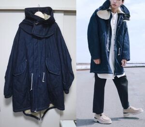 anachronorm アナクロノーム インディゴ デニム キルティング モッズコート L ～ XL 　M65　DENIM QUILTING FISH TAIL COAT 