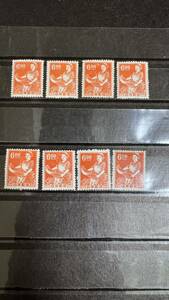 【73】産業図案切手　印刷女工 6円 未使用　昭和すかしなし　糊有 8枚