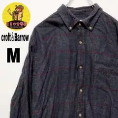 usa古着 croft＆Barrow ネルシャツ　M  グレー　レッド　チェック