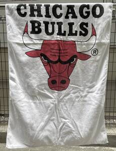 1991年90sオールドCHICAGO BULLSビーチタオル大判タオルケット白インド製コットン綿91年90年代ビンテージNBAマイケルジョーダン