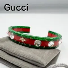 GUCCI バングル シェリーライン ビジュー ラインストーン ビー