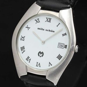 1円 稼働 ミラショーン QZ ホワイト文字盤 デイト ボーイズ腕時計 KMR 2000000 NSK
