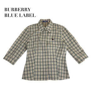 中古 バーバリーブルーレーベル BURBERRY BLUELABEL 七分袖 シャツブラウス ノバチェック柄 サイズ38 レディース 30代 40代 50代