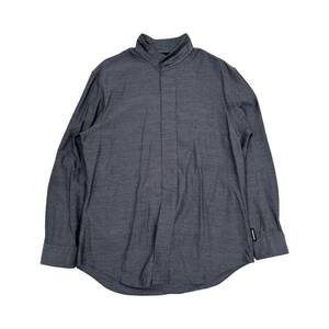 EMPORIO ARMANI エンポリオアルマーニ 千鳥格子柄 スタンドカラー 長袖 シャツ L/グレー系/比翼仕立て