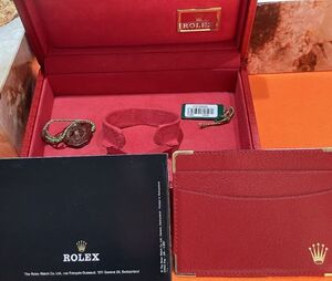 ☆ビンテージ 古い 大型 ロレックスの箱 金無垢 レディス VINTAGE ROLEX WATCH BOX タグ カード入れ 外箱付き