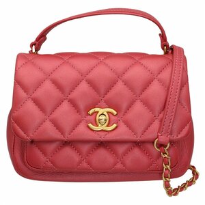 ★G2575 新同!! シャネル マトラッセ レザー チェーンショルダー 2WAYバッグ ハンド・ショルダー メタリックレッド CHANEL レディース★