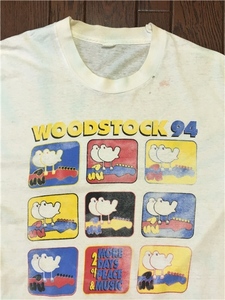 ＵＳＡ製 ウッドストック ＷＯＯＤＳＴＯＣＫ９４ ビンテージ Ｔシャツ Ｌ 音楽 フェス ロック バンド ミュージシャン シングルステッチ