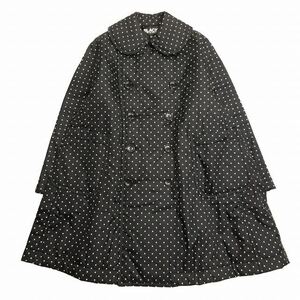 極美品 13AW ブラックコムデギャルソン BLACK COMME des GARCONS ドット柄 パデット ステンカラー コート 中綿 丸襟 裏地キルティング