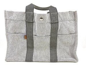 エルメス　HERMES　ニューフールトゥ　MM　トートバック　ハンドバック　キャンバス　グレー　メンズ　レディース　YBK-102