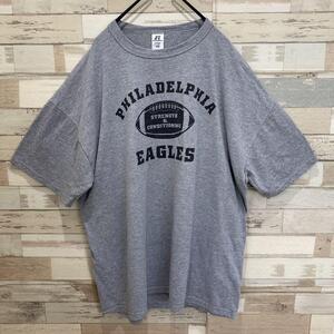 Russellラッセル US古着 カレッジTシャツ アメカジ オーバーサイズXL　EAGLED グレー