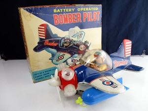 レア Yoshiya / K.O.　1960年代製 Bomber Plane 箱付き完動美品　長さ約 27cm