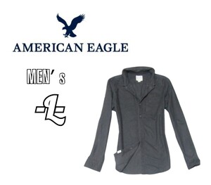 送料込み　メンズL◇AMERICAN EAGLE◇ボタンダウン長袖シャツ　黒