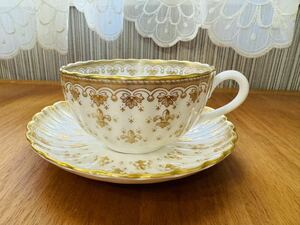 【美品】 Spode スポード FLEUR DE LYS フルール.ド.リス GOLD ゴールド ティーカップ&ソーサー C/S C&S 