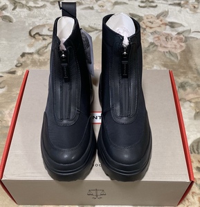 新品未使用ハンターREFINED EXPLORER ANKLE ZIP FLATFORM BOOT UK4 23cmブラック