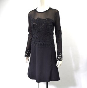 2103-24Y0094★ヴィヴィアンタム VIVIENNE TAM★美品 ケミカルレース ジャージードレス 40 フォーマルドレス 黒ブラック