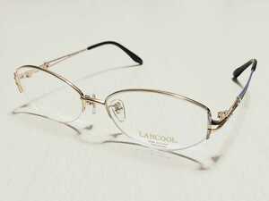 新品　LANCOOL　日本製 メガネ　眼鏡　高級感　オシャレ　上品　ハーフリム　ゴールド　紫　軽い　チタン