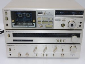 【通電はOK/送料無料】Technics アンプ SU-V5 110W/FM/AMチューナー ST-S2/カセットデッキ RS-M230 ジャンク 中古　