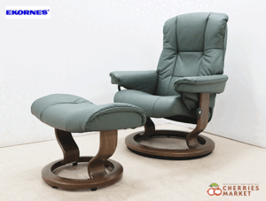 ◆展示◆新同品◆ Ekornes エコーネス メイフェア 本革 ストレスレスチェア リクライニングチェア＆オットマン/スツール Sサイズ 33万