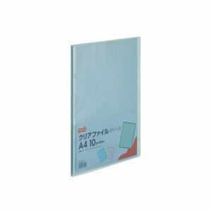 【新品】（まとめ）TANOSEE クリアファイル A4タテ10ポケット 背幅8mm グリーン 1セット(10冊) 【×5セット】