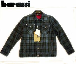 秋冬３５６４０円■５０LL■barassi MILANOバラシ ★デニムチェックのジャケット裏温かボア