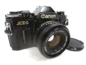 ◆Canon AE-1 ブラック 一眼レフ フィルムカメラ◆シャッター切れます/キャノン FD 50mm F1.8 単焦点レンズ 日本製 銀塩