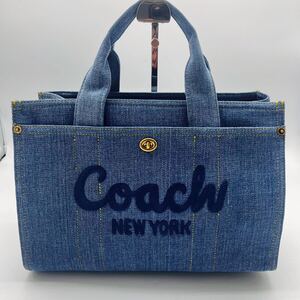 【1円スタート】コーチ　COACH coach バッグ　正規品　新品　未使用　タグ付　カーゴトート　ラージ　デニム