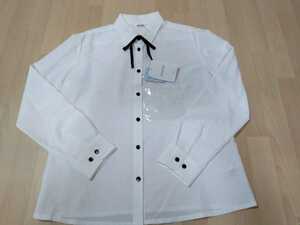 19号　リボン付き　白の長袖シャツ ブラウス　ホワイト　㈱チクマ　ALPHA PIER 新品　タグ付き　ホワイト　制服　事務服　OL