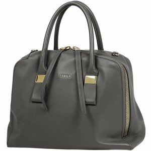 フルラ Furla ロゴ ハンドバッグ 2WAY ショルダーバッグ ミニボストン ハンドバッグ レザー グレー F6440 レディース 【中古】