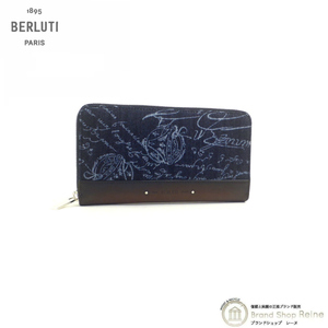 ベルルッティ （Berluti） デニム＆レザー ITAUBA ロングジップ ウォレット ラウンドファスナー 長財布（未使用品）中古