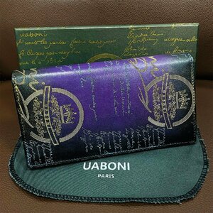 特注限定品 EU製＆定価17万◆UABONI*ユアボニ*幻のパティーヌ*二つ折り長財布*EU製◆カリグラフィー ゴールド 本革 手染 ハンドメイド 紳士