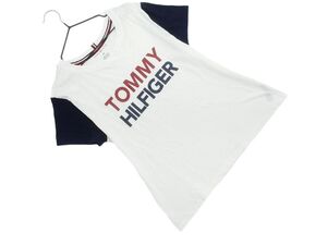 ネコポスOK TOMMY HILFIGER トミーヒルフィガー ロゴ プリント Tシャツ sizeS/白ｘ紺 ■◆ ☆ ega8 レディース